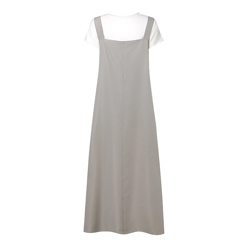 ZANZEA Women Maxi Dress Solid Color Wide Halter Dress Comftable Workwear Wide Straps Long Dress Plus Size — view 7