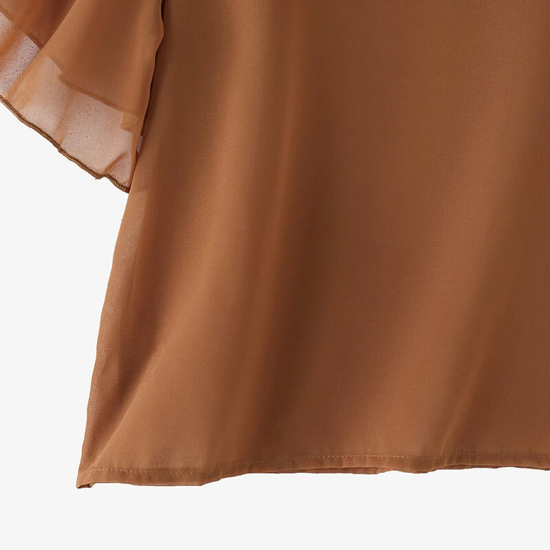 ZANZEA Women's Blouse Elegant Ruffle Sleeve Solid Crew Neck Plain Summer Shirt Pullover Top — view 7