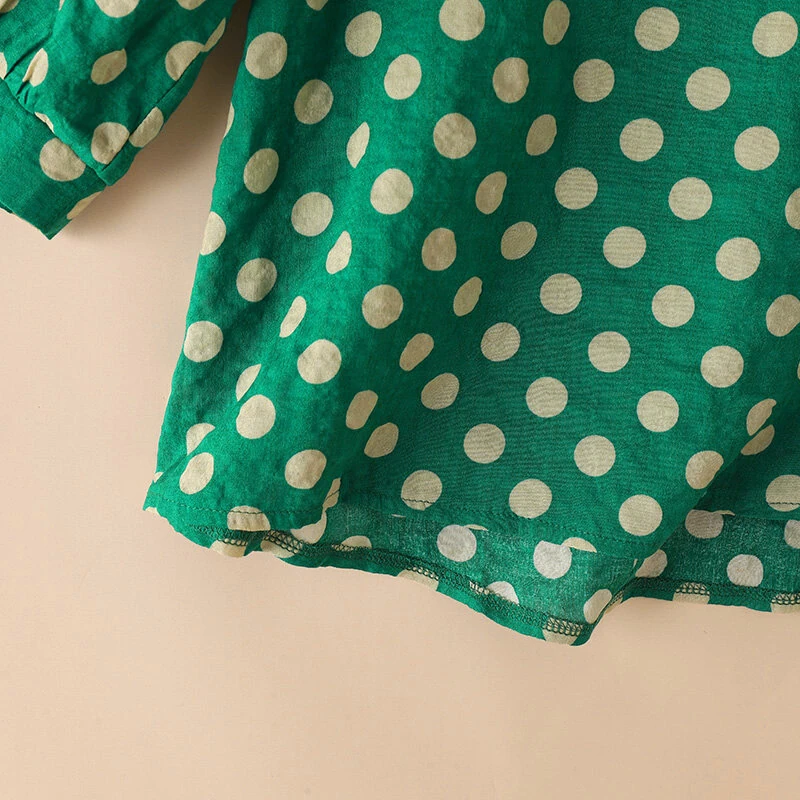 ZANZEA Women Summer Casual 3/4 Sleeve Blouses O Neck Polka Dot Loose Ladylike Shirt Top — view 8