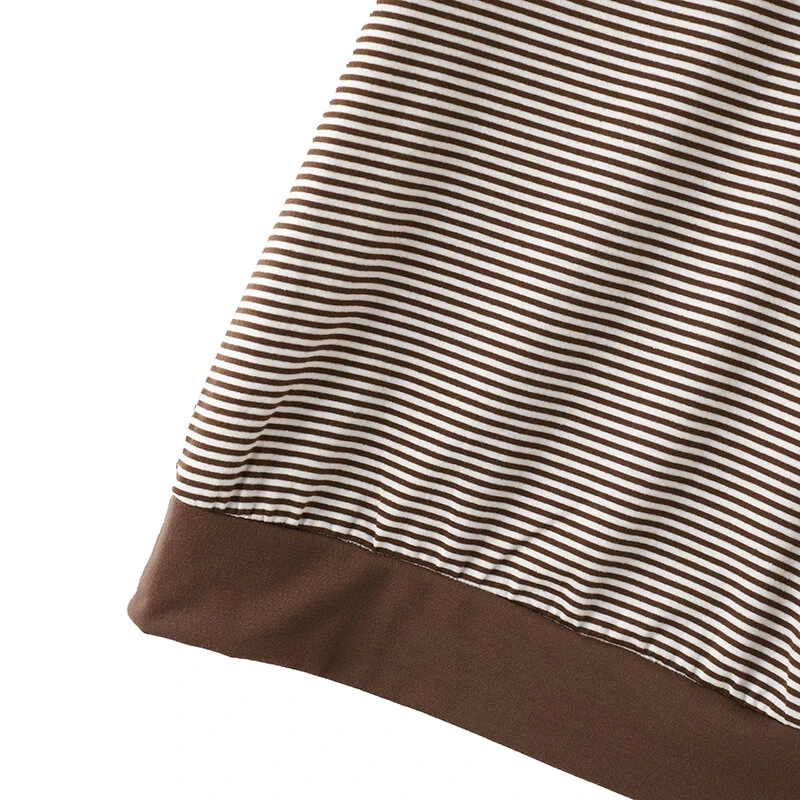 ZANZEA Women Summer T Shirt Vintage Striped Short Sleeve Tee Korean Fashion Round Neck Patchwork Tunics Casual Knitted Tops — view 9