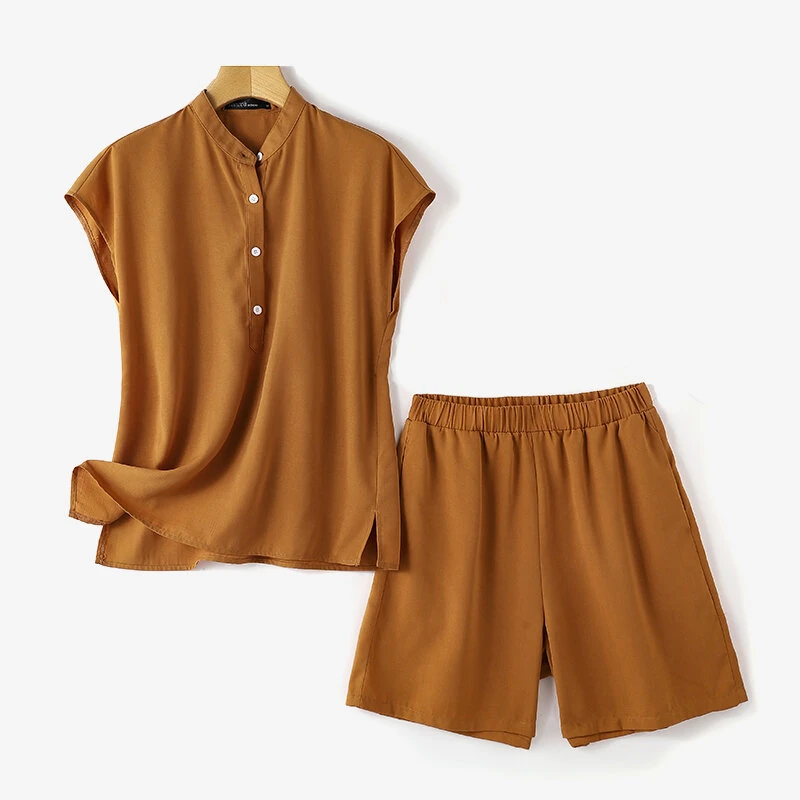 ZANZEA Womens Casual 2pcs Sets Short Sleeve Top Blouse Elastic Waist Pants Loose Suits — view 5