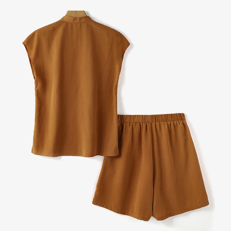 ZANZEA Womens Casual 2pcs Sets Short Sleeve Top Blouse Elastic Waist Pants Loose Suits — view 6