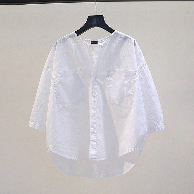 ZANZEA Womens Daily Casual Crew Neck Puff Sleeve Shirts Office Lady Button Up Solid Blouses with Pockets — view 3