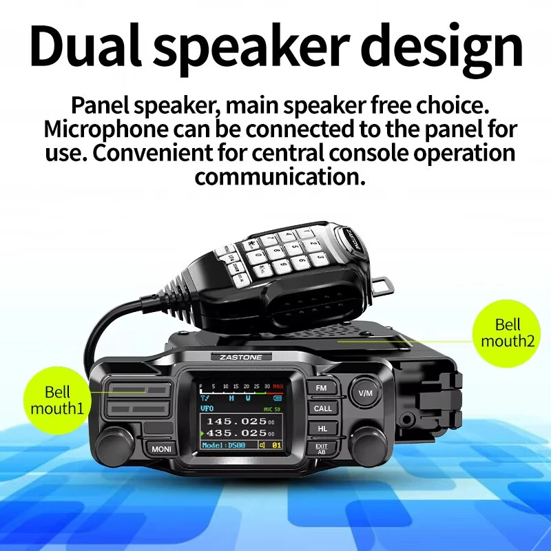 ZASTONE D500 Dual Band Mobile Radio 137-174MHz 400-470MHz 25W High Power 1052 Memory Channels LCD Screen Encryption Technology Secure Communication — view 3