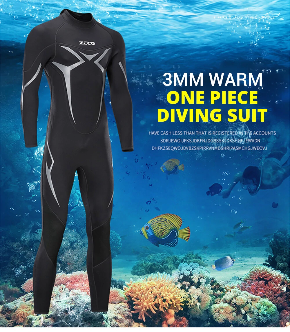ZCCO 3mm Adult Wetsuit Neoprene Super Elastic Wear-resistant Diving Suit Deep Spearfishing Wear Snorkeling Surfing One Piece Set Winter Thermal Swimsuit — view 2