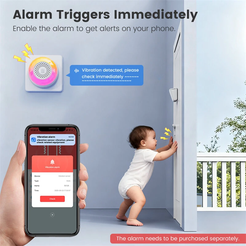 ZD100 Tuya Zigbe 3-in-1 Smart Sensor Vibration/Tilt/Drop Alarm IP67 Waterproof for Home Security Real Time APP Alerts Alexa Google Home Automation — view 6