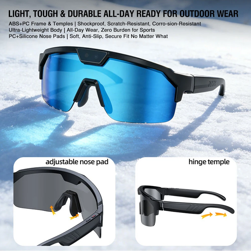 Zeblaze Q01 AI Sports Camera Smart Glasses 30MP Photo 8MP Video Recording WiFi Connection buetooth 5.3 TAC Polarized Lens with UV Protection Dual Anti Shake Technology Smart AI Assisted Glasses — view 6