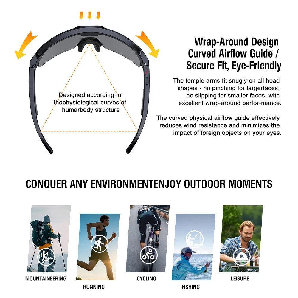 Zeblaze Q01 AI Sports Camera Smart Glasses 30MP Photo 8MP Video Recording WiFi Connection buetooth 5.3 TAC Polarized Lens with UV Protection Dual Anti Shake Technology Smart AI Assisted Glasses — view 7