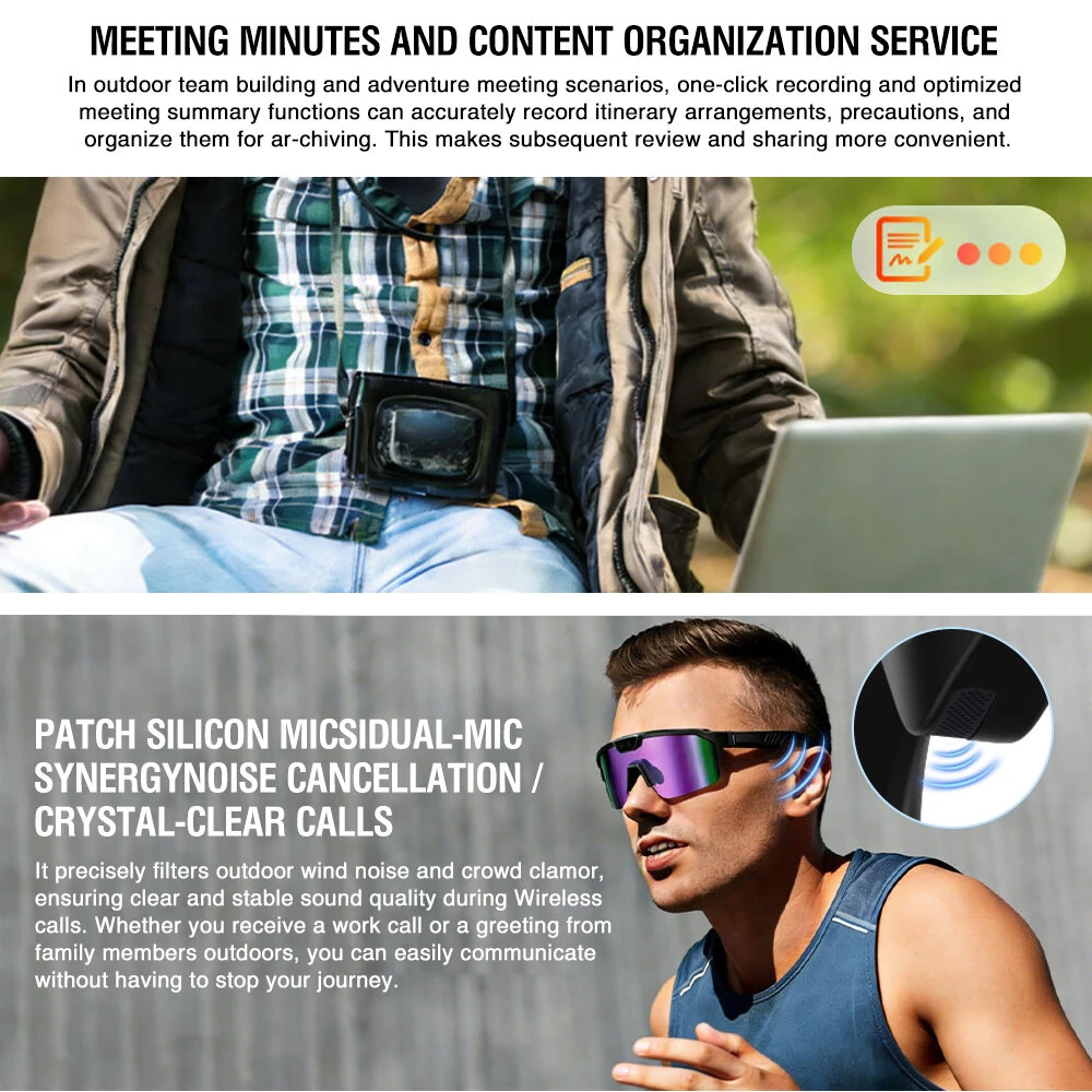 Zeblaze Q01 AI Sports Camera Smart Glasses 30MP Photo 8MP Video Recording WiFi Connection buetooth 5.3 TAC Polarized Lens with UV Protection Dual Anti Shake Technology Smart AI Assisted Glasses — view 8