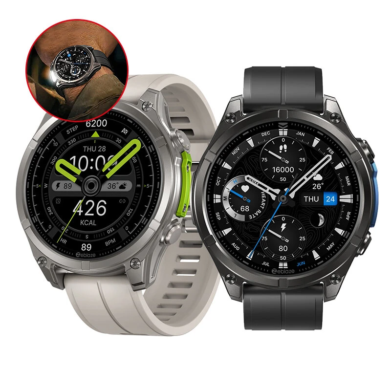 Zeblaze Vibe 8 1.43-inch AMOLED Display 818H SapphireLens Built-in LED Flashlight 60 Days Battery Life 5ATM&IP69K Waterproof bluetooth Call Heart Rate Blood Pressure Blood Oxygen Monitor Sleep Monitoring Breathing Training Multi-sport Modes Smart Watch — view 11