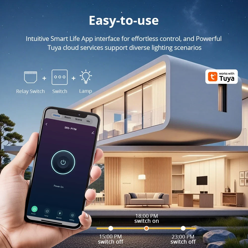 Zemismart WiFi Smart Relay Switch 1 Gang with Power Monitor Neutral Required Work with Tuya App Smart Life App — view 5