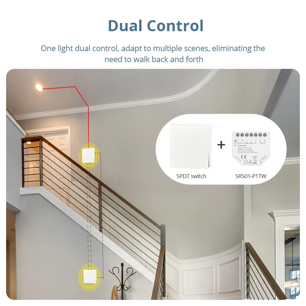 Zemismart WiFi Smart Relay Switch 1 Gang with Power Monitor Neutral Required Work with Tuya App Smart Life App — view 6