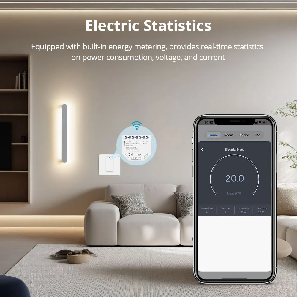 Zemismart WiFi Smart Relay Switch 1 Gang with Power Monitor Neutral Required Work with Tuya App Smart Life App — view 7