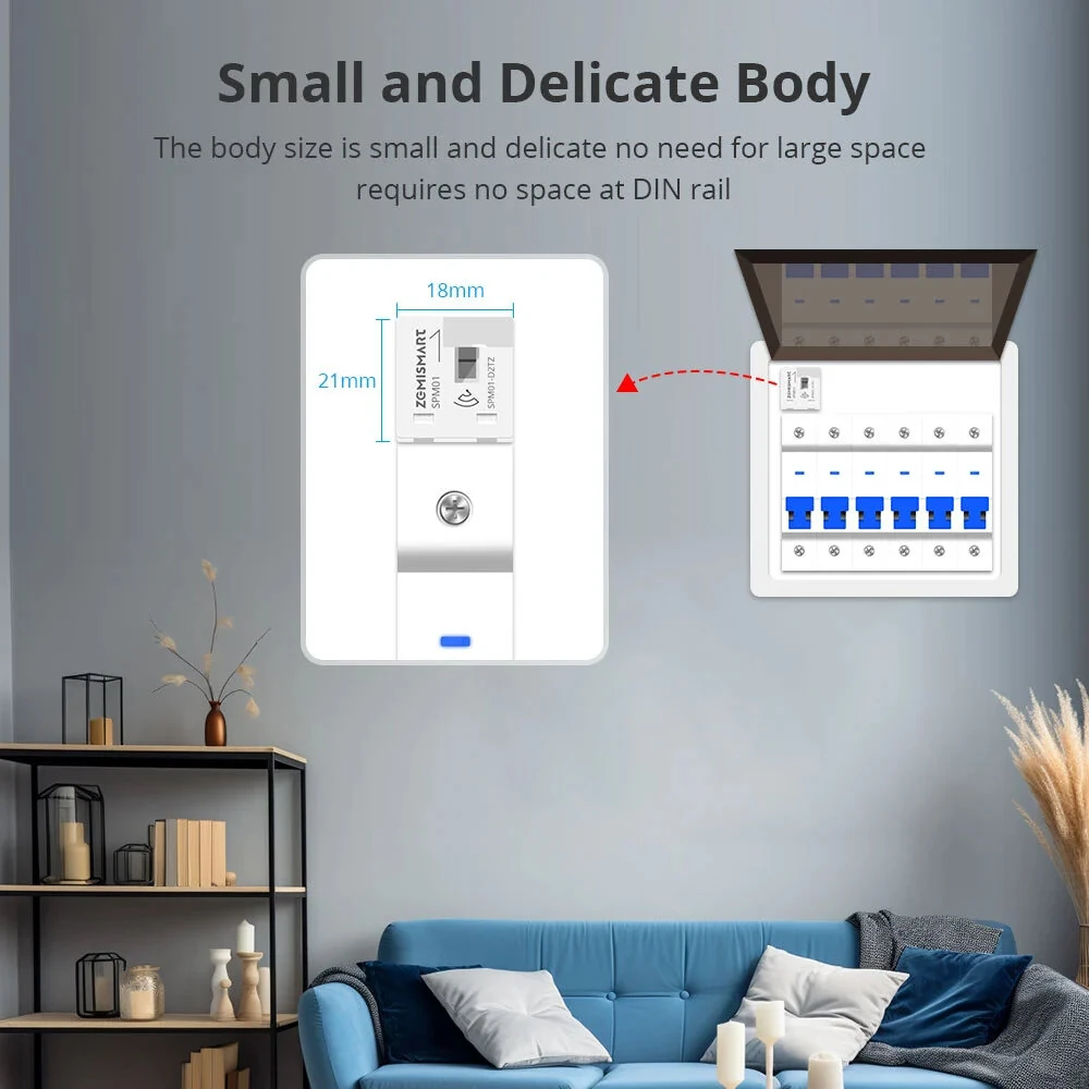 Zemismart WiFi/Zigbe 1 Phrase Real-time Smart Energy Monitor Electric Energy Meter works with Tuya Smart Life App Home Assisstant 110V 240V — view 4