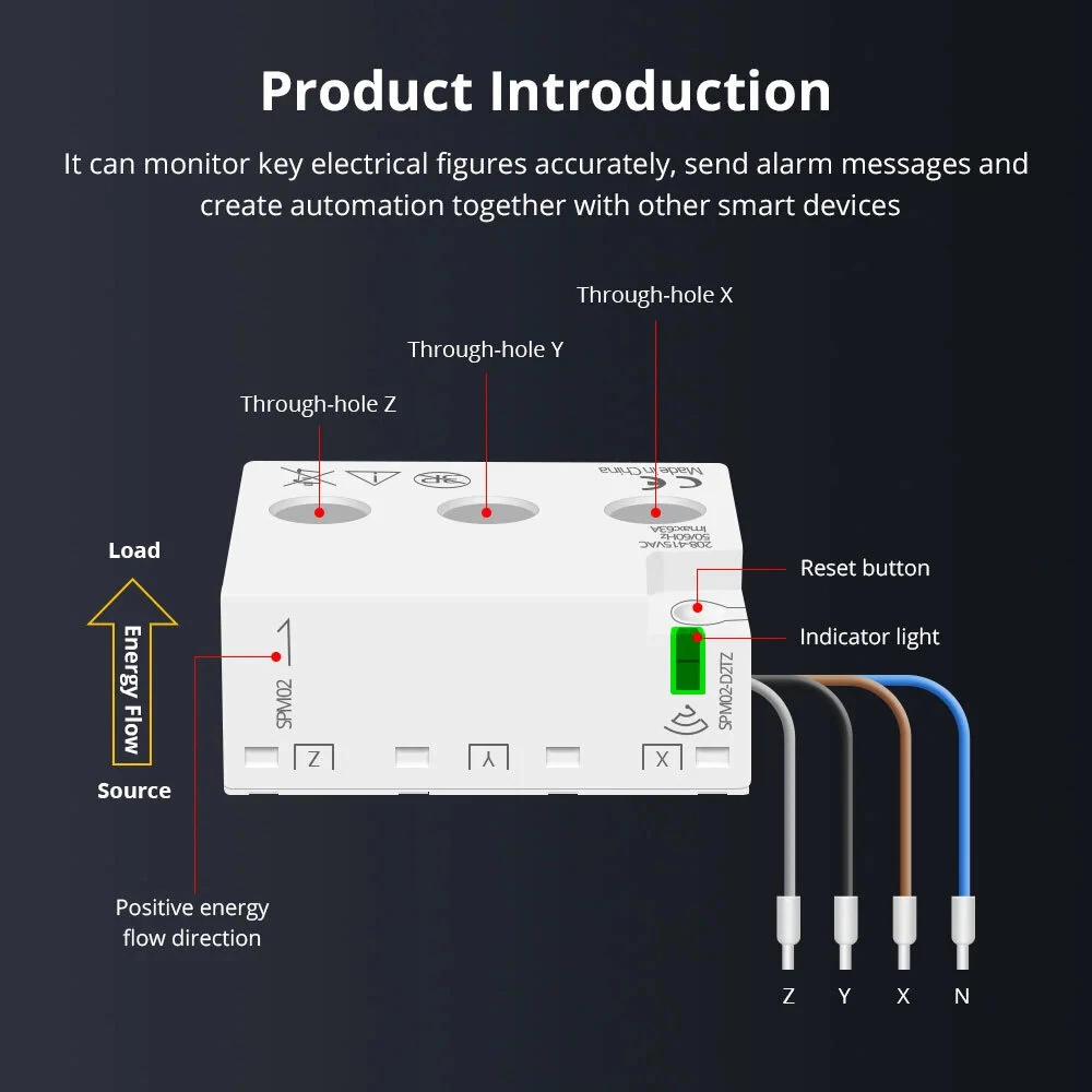 Zemismart Zigbe 3 Phase Electric Energy Meter 63A Smart Power Consumption Monitor Sensor Zigbee2mqtt works with Tuya Home Assistant — view 3