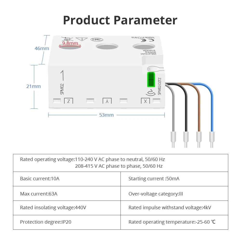Zemismart Zigbe 3 Phase Electric Energy Meter 63A Smart Power Consumption Monitor Sensor Zigbee2mqtt works with Tuya Home Assistant — view 9