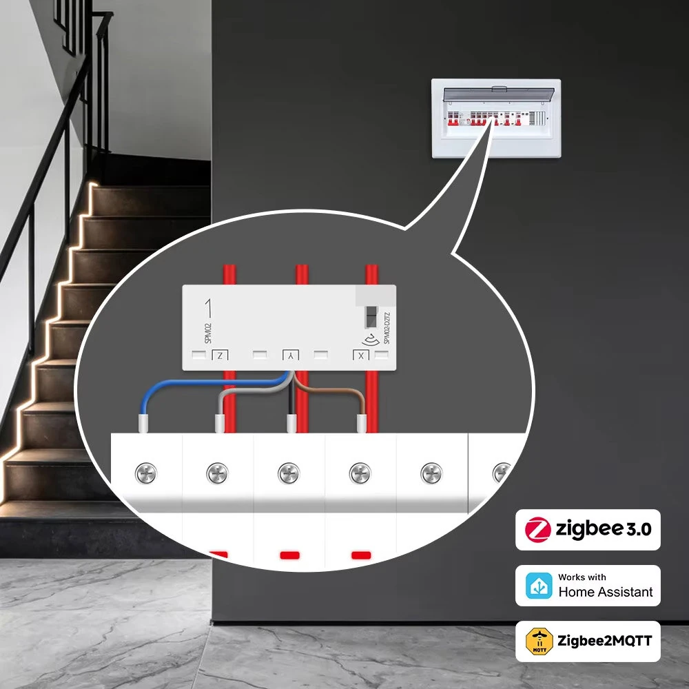 Zemismart Zigbee3.0 Smart Energy Meter 63A 3 Phase Power Monitor Sensor Real Time Consumption Clamp Works with Home Assistant Zigbee2MQTT — view 2