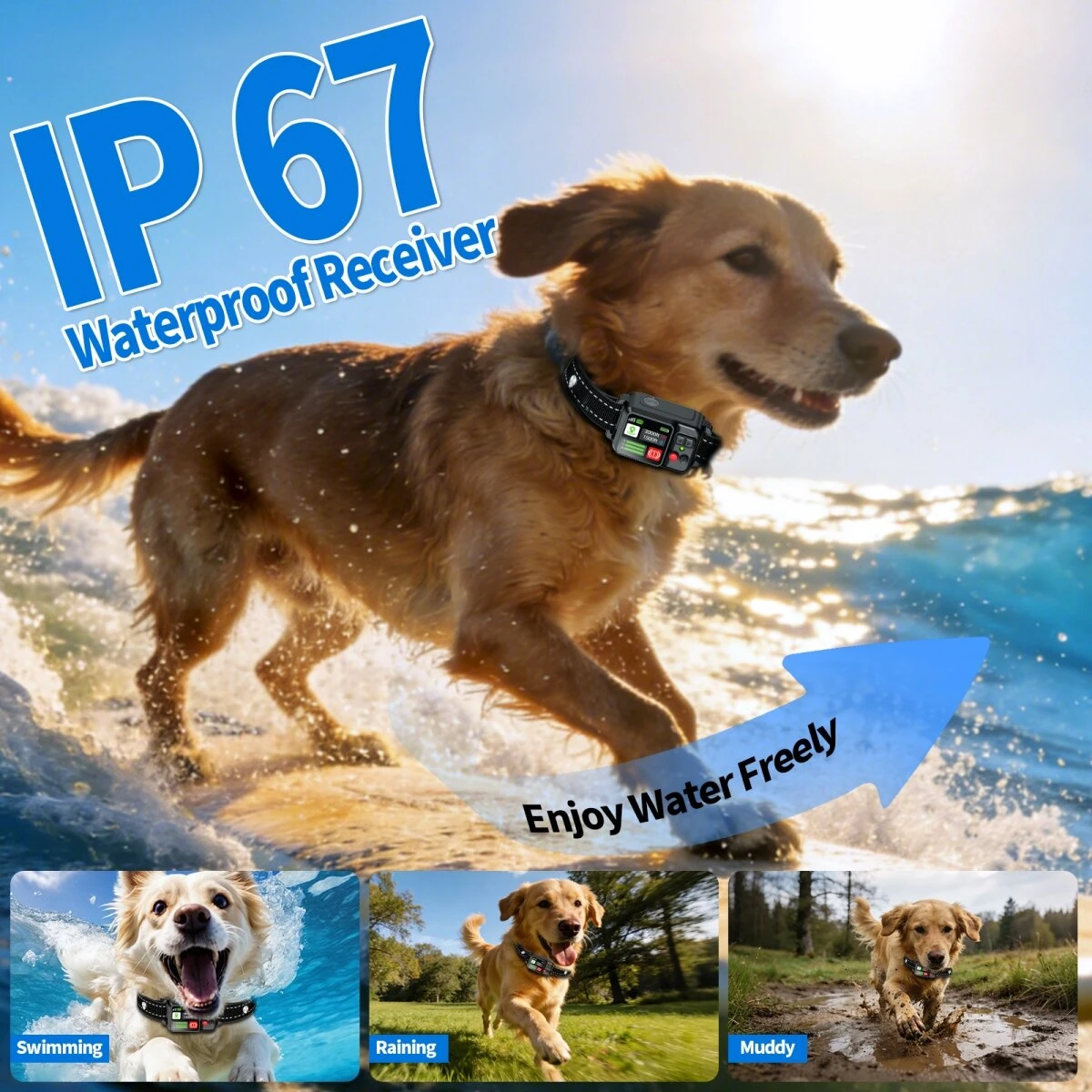 ZF500 GPS Wireless Dog Fence Collar 3-In-1 Safe Beep Vibration Shock Training IP67 Waterproof Type-C Fast Charging Long Runtime Smart GPS Fence Collar for Pet Safety Protection — view 4