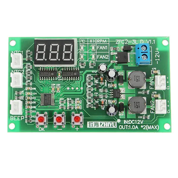 ZHIYU® DC 12V 2 Way 3 Wire Fan Smart Temperature Controller With Temperature Sp — view 7