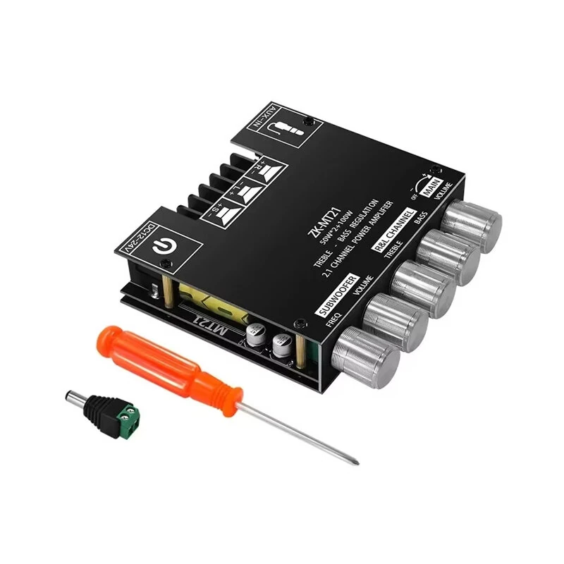 ZK-MT21 100W+2*50W 2.1 Channel Subwoofer Digital Power Amplifier Board AUX 12/24V Audio Stereo Bluetooth 5.0 Amp HiFi For Home — Pricio