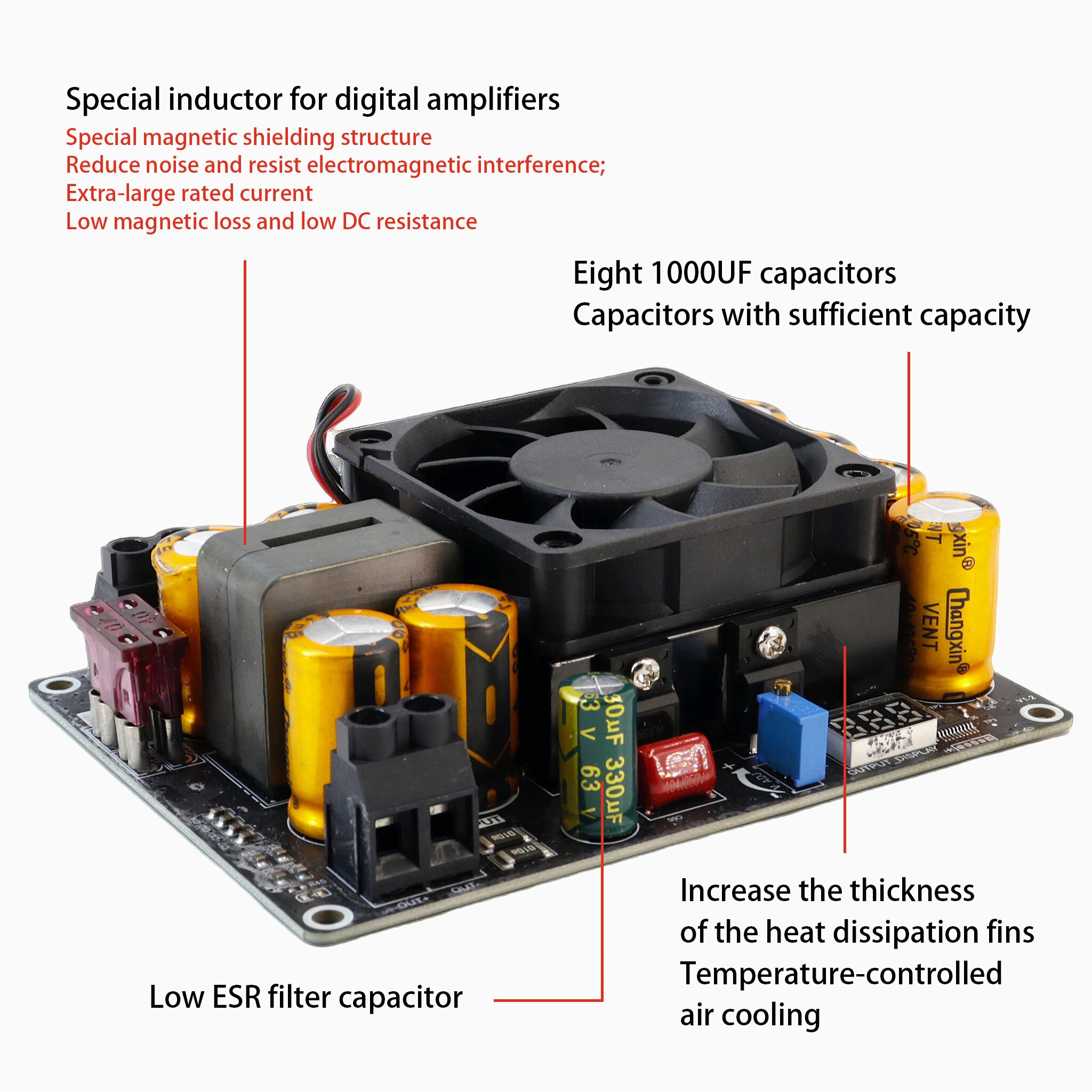 ZK-PW500 Boost Converter Module 11-27V DC Input VIN-50V Output 500W Voltage Regulator Power Supply Board — view 4