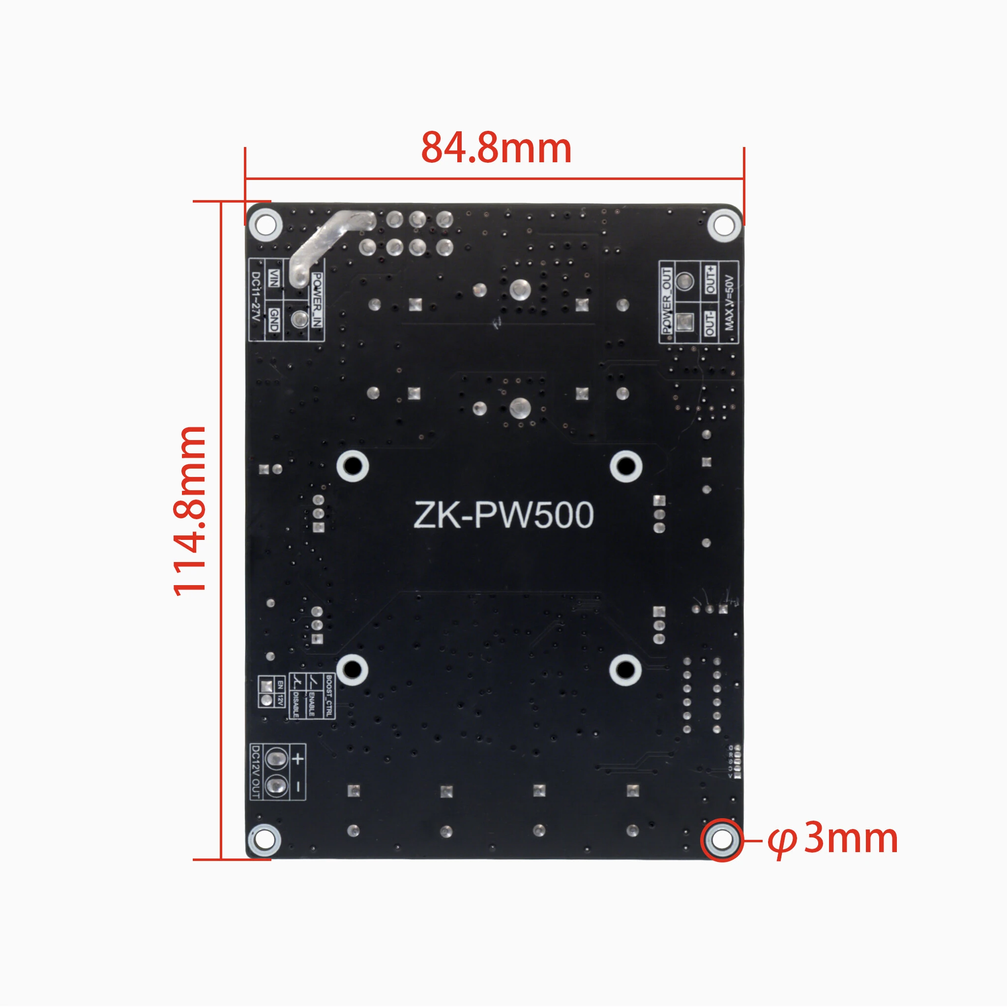 ZK-PW500 Boost Converter Module 11-27V DC Input VIN-50V Output 500W Voltage Regulator Power Supply Board — view 6