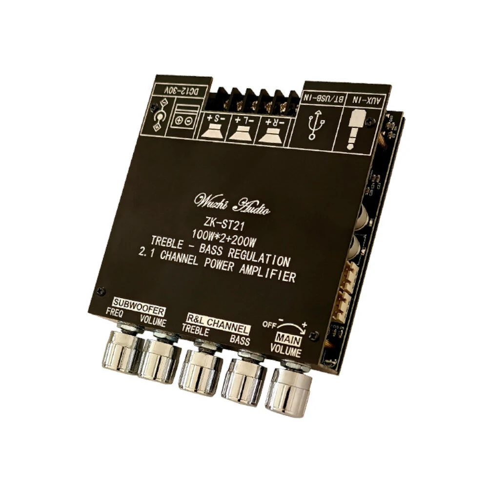 ZK-ST21 2.1 Channel Bluetooth Amplifier Board 100W+100W+200W Subwoofer TPA3221 Support Bluetooth AUX U Disk Sound Card — Pricio