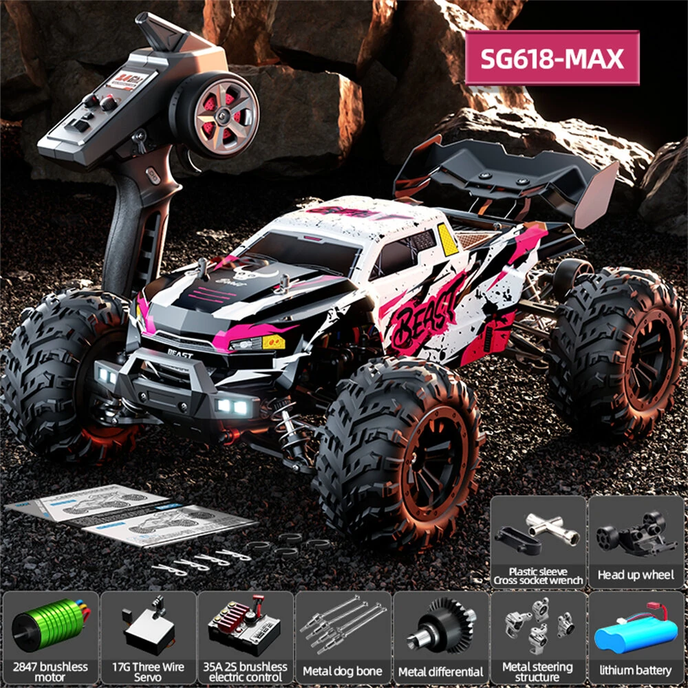ZLL SG618 MAX RTR 1/16 2.4G 4WD 80km/h Brushless RC Car LED Light Off-Road Climbing Truck High Speed Full Proportional Control Metal Differential Drive Shaft Vehicles Model Toys — view 2