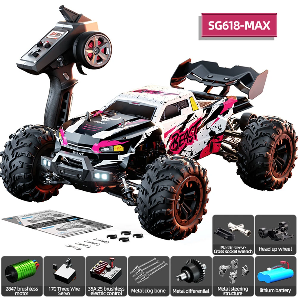 ZLL SG618 MAX RTR 1/16 2.4G 4WD 80km/h Brushless RC Car LED Light Off-Road Climbing Truck High Speed Full Proportional Control Metal Differential Drive Shaft Vehicles Model Toys — view 9