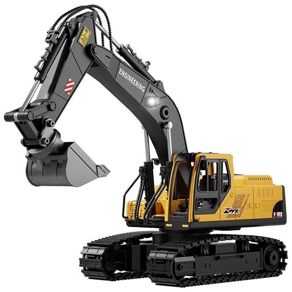 ZMX Z6833YG RTR 1/14 2.4G 14CH Alloy RC Car Excavator 3-in-1 Bucket/Claw/Drill Construction Truck LED Light Sound 680°Rotating Engineering Vehicles Toys Models Collection Gift For Boys — ZMX