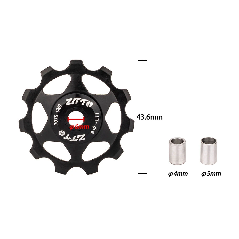 ZTTO 11T MTB Road Bicycle Rear Derailleur Jockеy Wheel Aluminum Alloy CNC Bearing Pulley Bike Guide Roller Idler 4mm 5mm 6mm — view 6